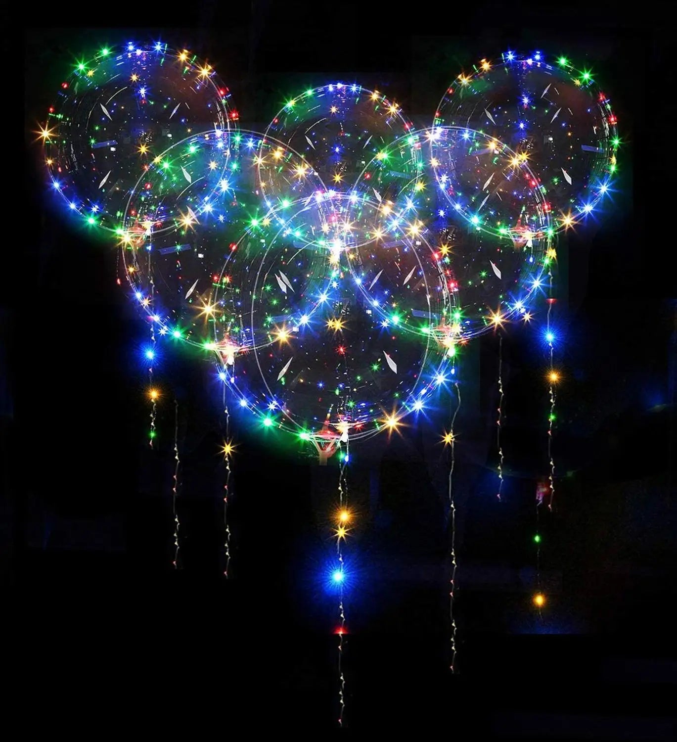 10 Pack Transparent Christmas Led Bobo Balloons Helium Glow Balloon with String Lights for New Year Party Birthday Wedding Decor