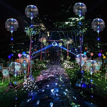 10 Pack Transparent Christmas Led Bobo Balloons Helium Glow Balloon with String Lights for New Year Party Birthday Wedding Decor